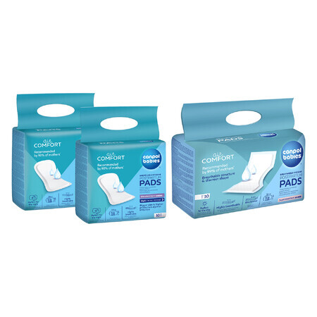 Set Canpol Babies, tampoane postnatale respirabile, absorbție ridicată, 2 x 10 bucăți + tampoane postnatale respirabile de noapte, 10 bucăți