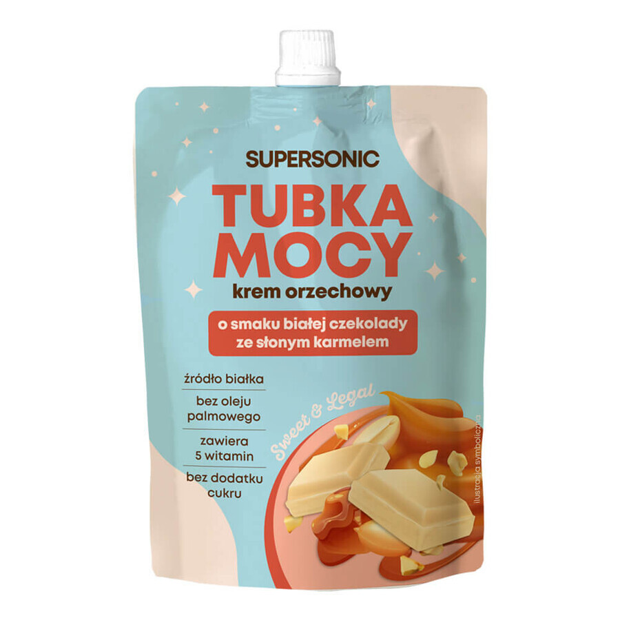 Tube de puissance supersonique, crème de cacahuètes, saveur chocolat blanc caramel, 50 g