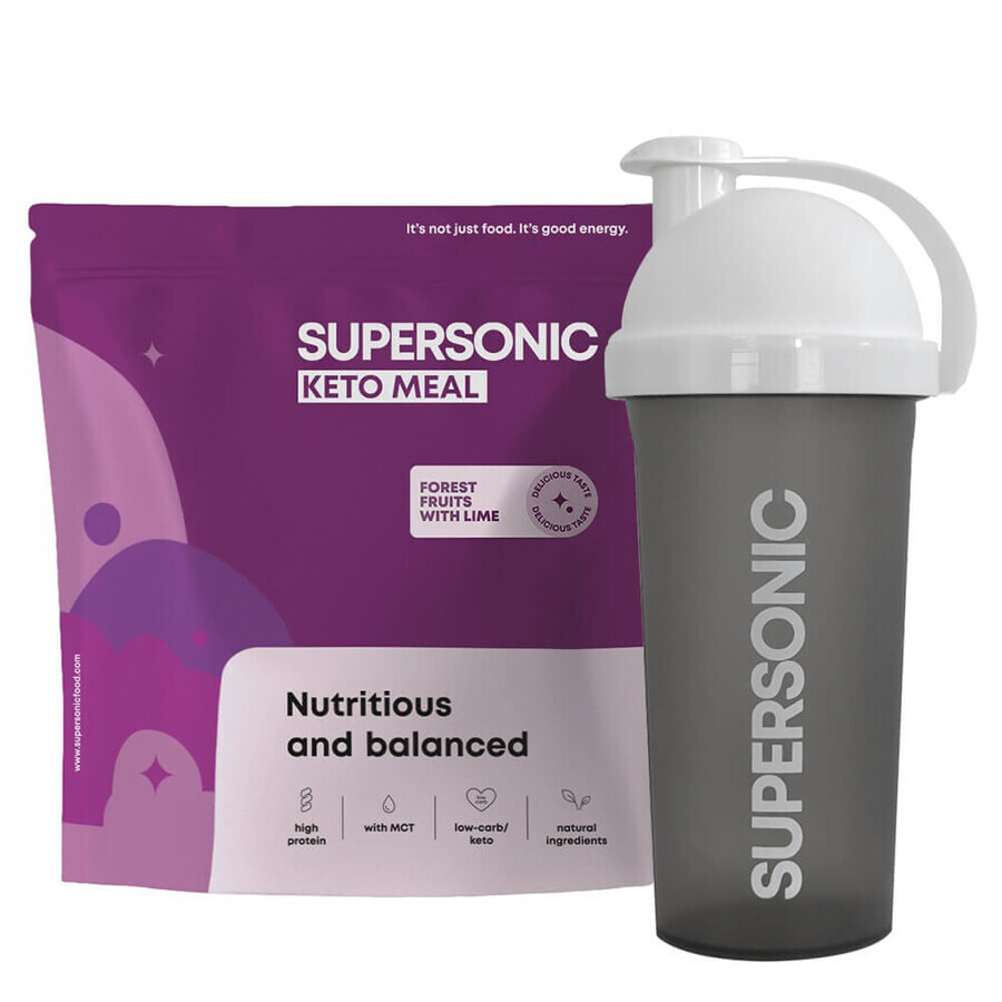 Supersonic Keto Meal, baies au citron vert, 800 g + shaker, 700 ml gratuit