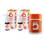 Set ApoD3 Tropfen, Vitamin D3 400 IU für Säuglinge und Kinder ab dem 1. Tag, 2 x 10 ml + ApoD3 Max 4000 IU, 60 Kapseln