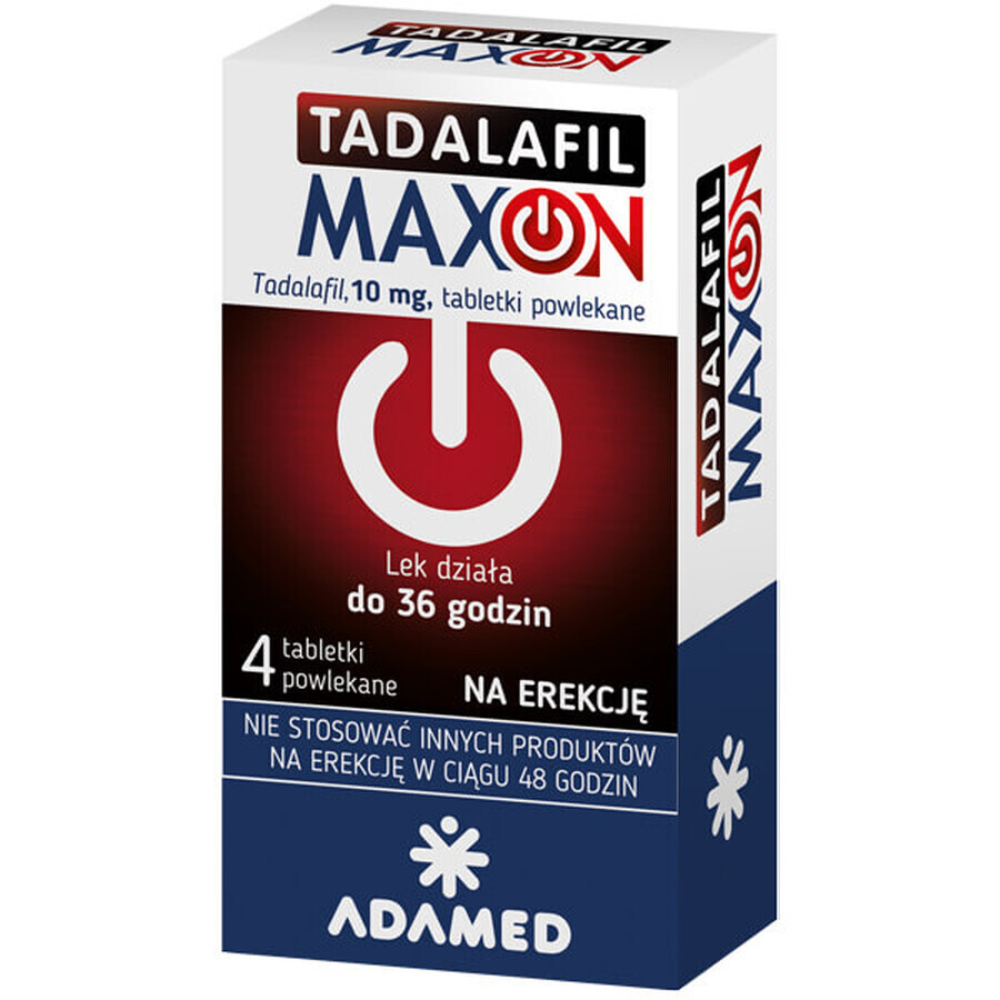 Tadalafil Maxon 10 mg, 4 comprimés pelliculés