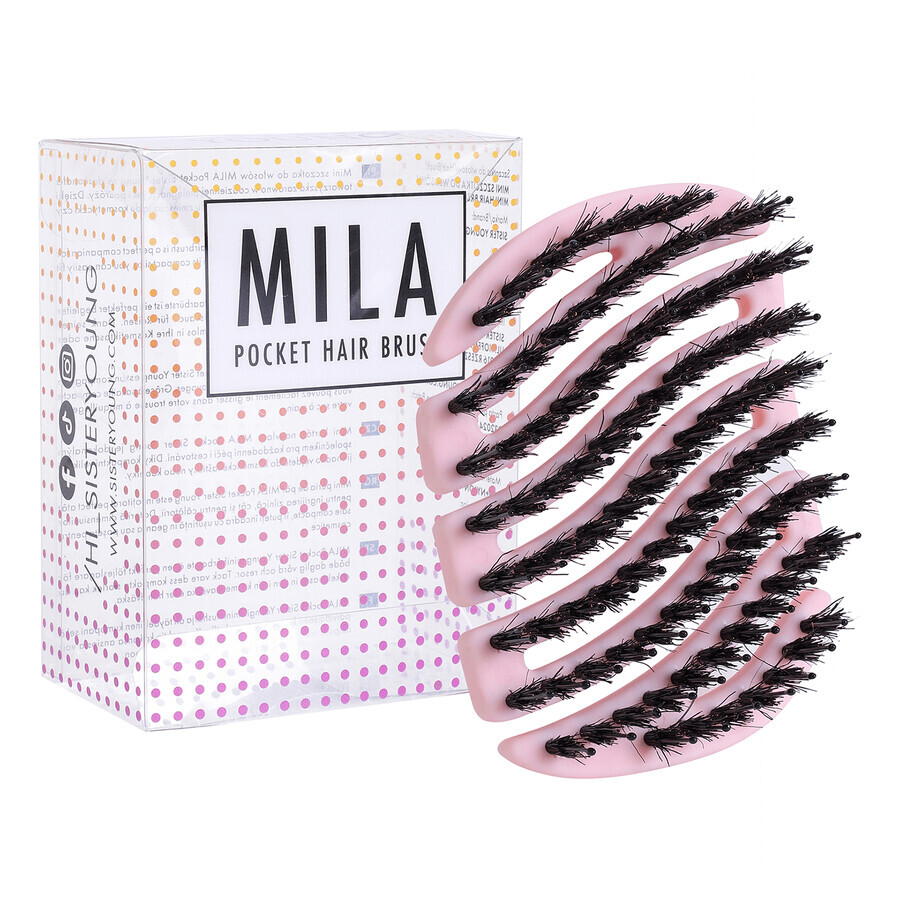 Sister Young Mila, mini brosse à cheveux pour sac ou sac à dos, rose, 1 pc