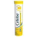 Cetebe Vitamine C 1000 + Acérola + B-complex, goût citron, 20 comprimés effervescents