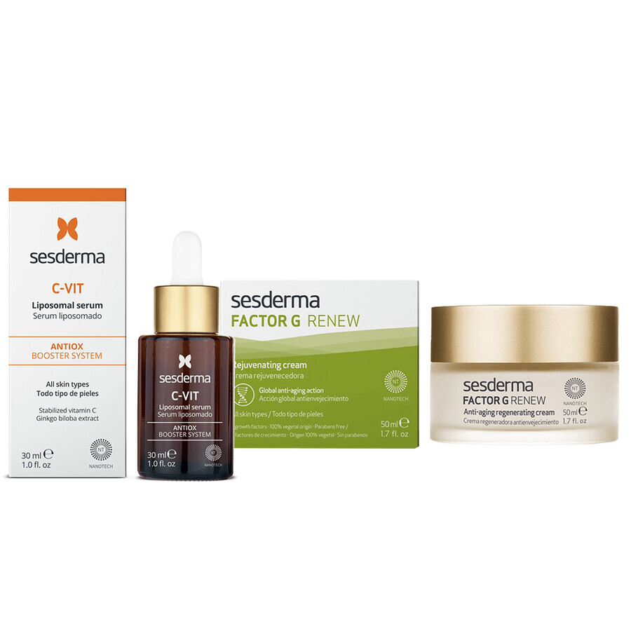 Kit Sesderma, sérum liposomal pour le visage C-Vit, 30 ml + crème rajeunissante pour le visage Factor G Renew, 50 ml pour 1 penny