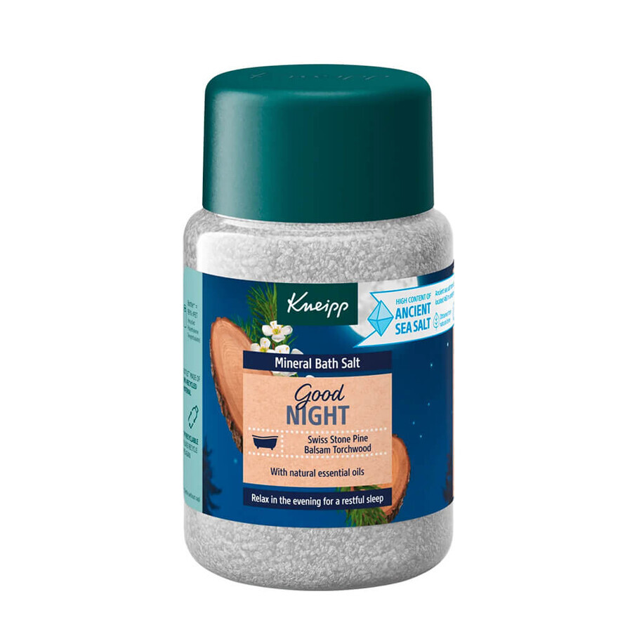 Kneipp Good Night Set de pin suisse et d'amyris, cristaux de bain avec sel minéral, 500 g + huile corporelle, pamplemousse, safran, huile, 20 ml pour 1 sou