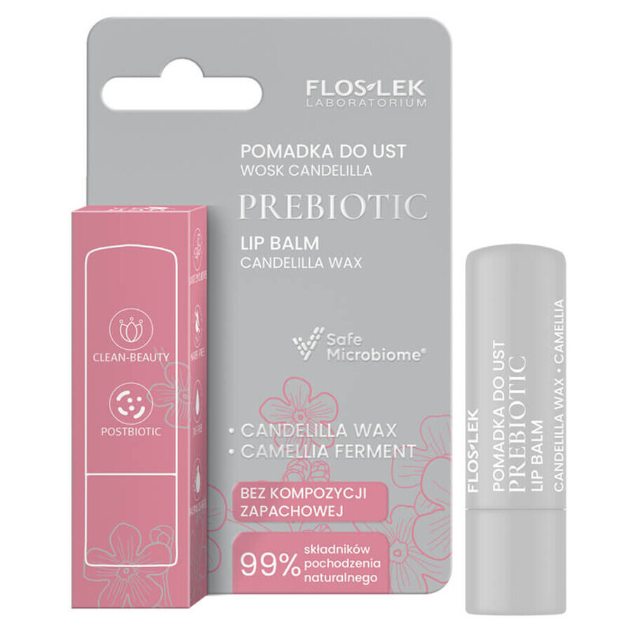 Floslek Laboratorium Prébiotique, rouge à lèvres, cire de candelilla, 4 g