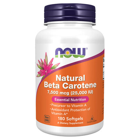 Now Foods Natural Beta Carotene 7500 µg, beta carotene, 180 softgels