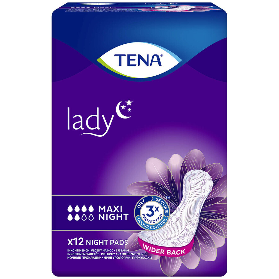 Tena Lady set, serviettes hygiéniques spécialisées, Maxi Night, 2 x 12 pcs + ProSkin Pants Culotte normale absorbante, taille M et L, 2 échantillons