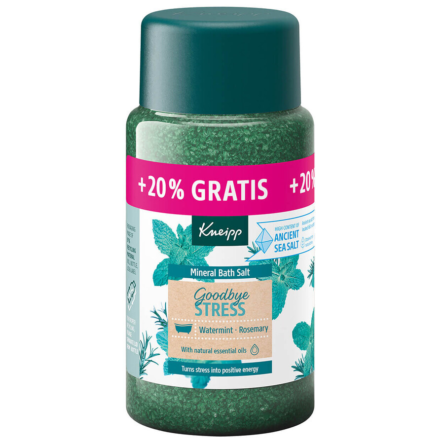 Kneipp Goodbye Stress Cristaux de bain au romarin et à la menthe avec sel minéral, 600 g