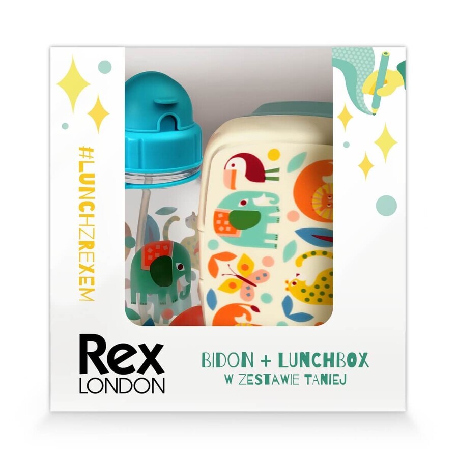 Rex London set, fiambrera desayuno + lata, animales salvajes