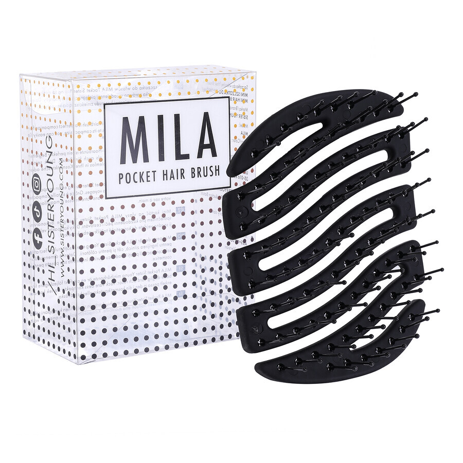 Sister Young Mila, mini brosse à cheveux pour sac ou sac à dos, noir, 1 pc