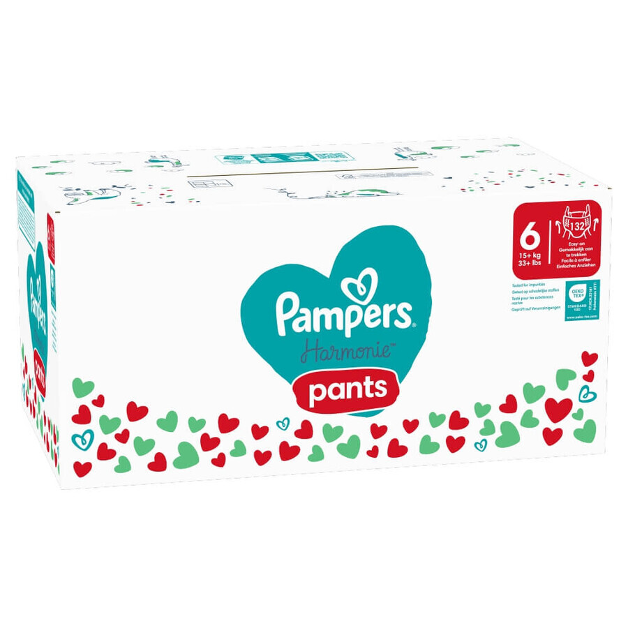 Pampers Harmonie Pants, couches, taille 6, 15 kg+, 132 pcs