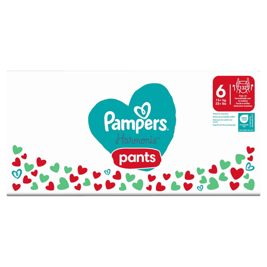 Pampers Harmonie Pants, couches, taille 6, 15 kg+, 132 pcs