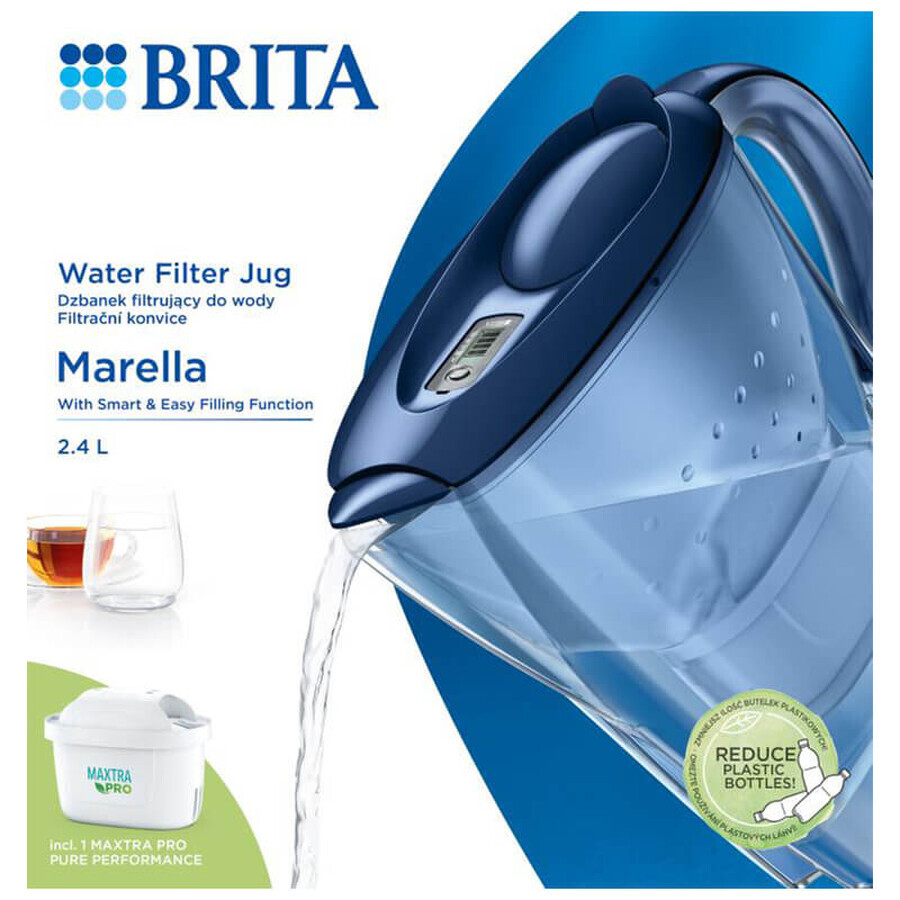 Brita Marella, carafe avec filtre 2,4 l, bleu + filtre Maxtra Pro Pure Performance, 1 pc