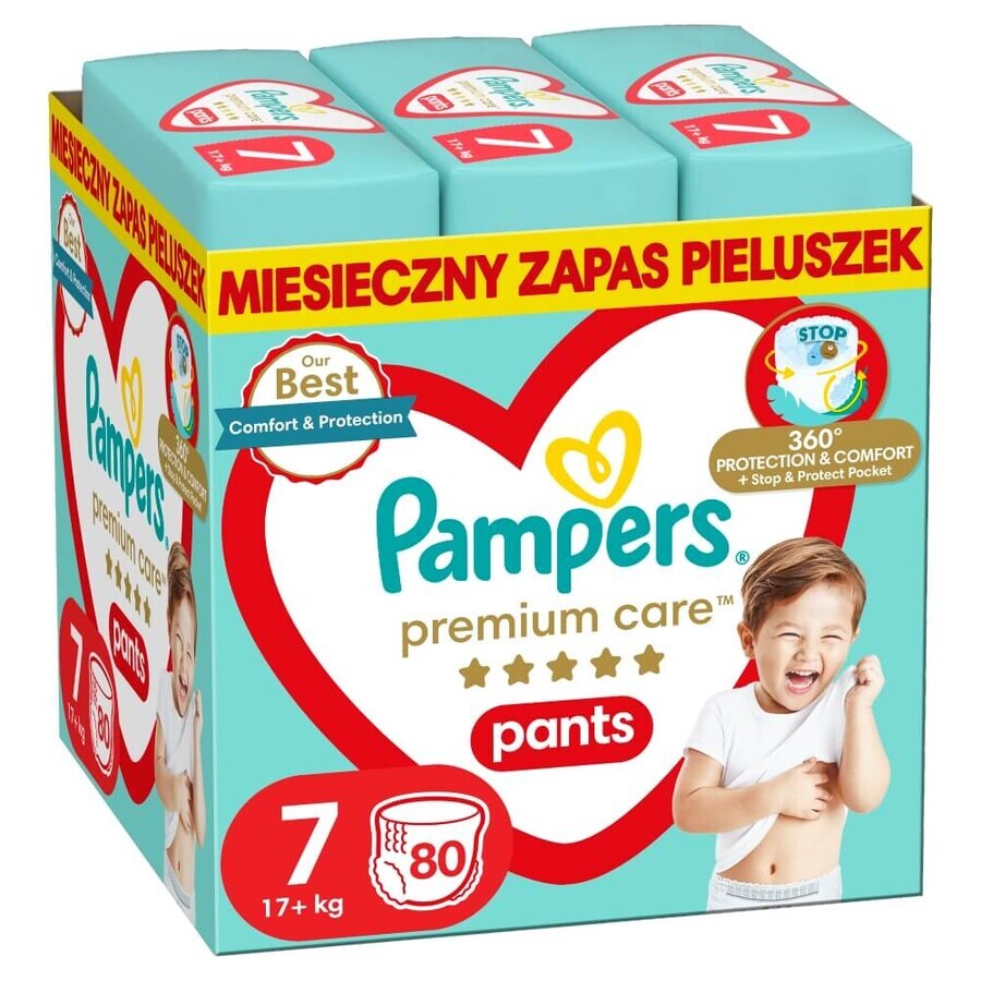 Pampers Premium Care Pants, luiers maat 7, 17+ kg, 80 stuks