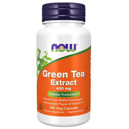 Now Foods Green Tea Extract 400 mg, té verde con vitamina C, 100 cápsulas vegetales