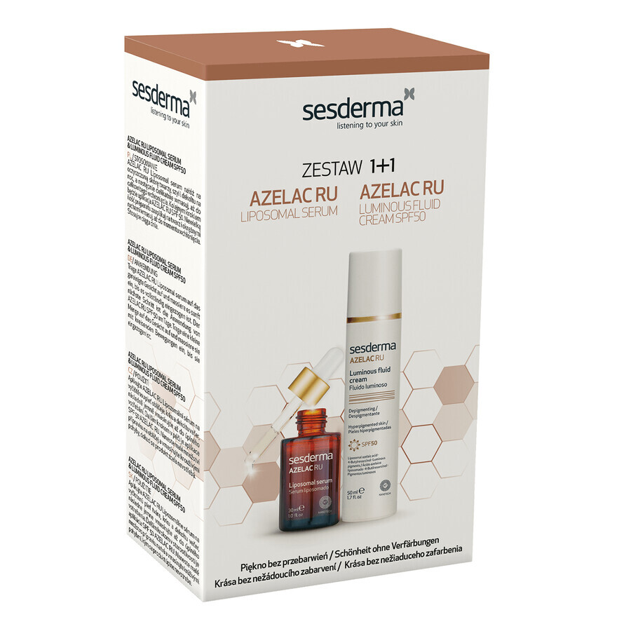 Kit Sesderma Azelac RU, liposoom serum, 30 ml + verhelderende emulsie SPF 50, 50 ml