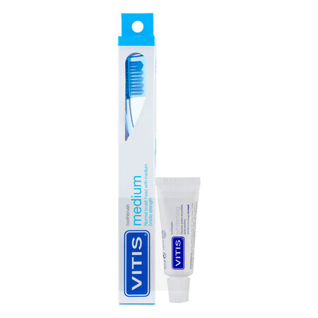 Vitis Medium, brosse à dents, moyenne, 1 pc + dentifrice, 15 ml