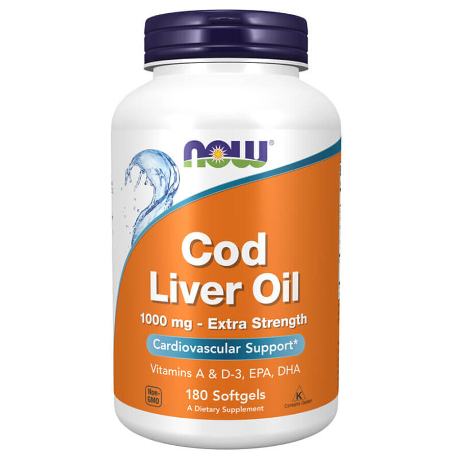 Now Foods Cod Liver Oil, huile de foie de morue, 180 capsules molles