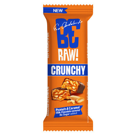 BeRAW ! Chrunchy, barre, cacahuètes et caramel, sans sucre ajouté, 40 g