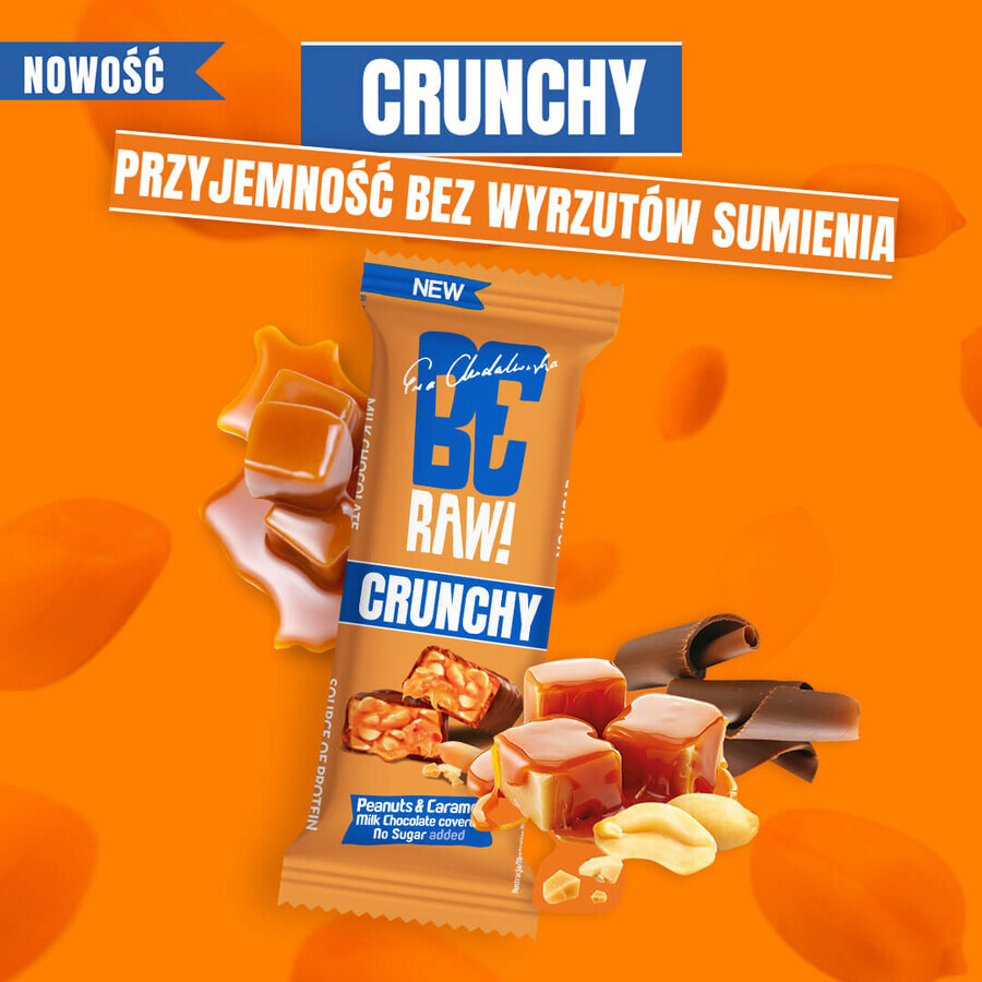 BeRAW ! Chrunchy, barre, cacahuètes et caramel, sans sucre ajouté, 40 g