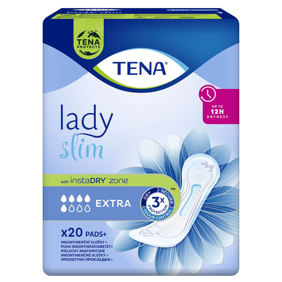 Tena Lady Slim Set, serviettes hygiéniques spécialisées, Extra, 2 x 20 pcs + ProSkin Pants Absorbent Normal Panty, taille M et L, 2 échantillons