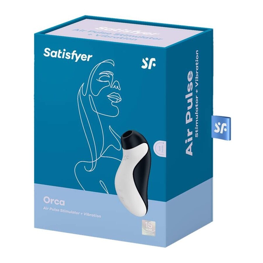 Satisfyer Orca, massage clitoridien sans contact, air, orque noir et blanc