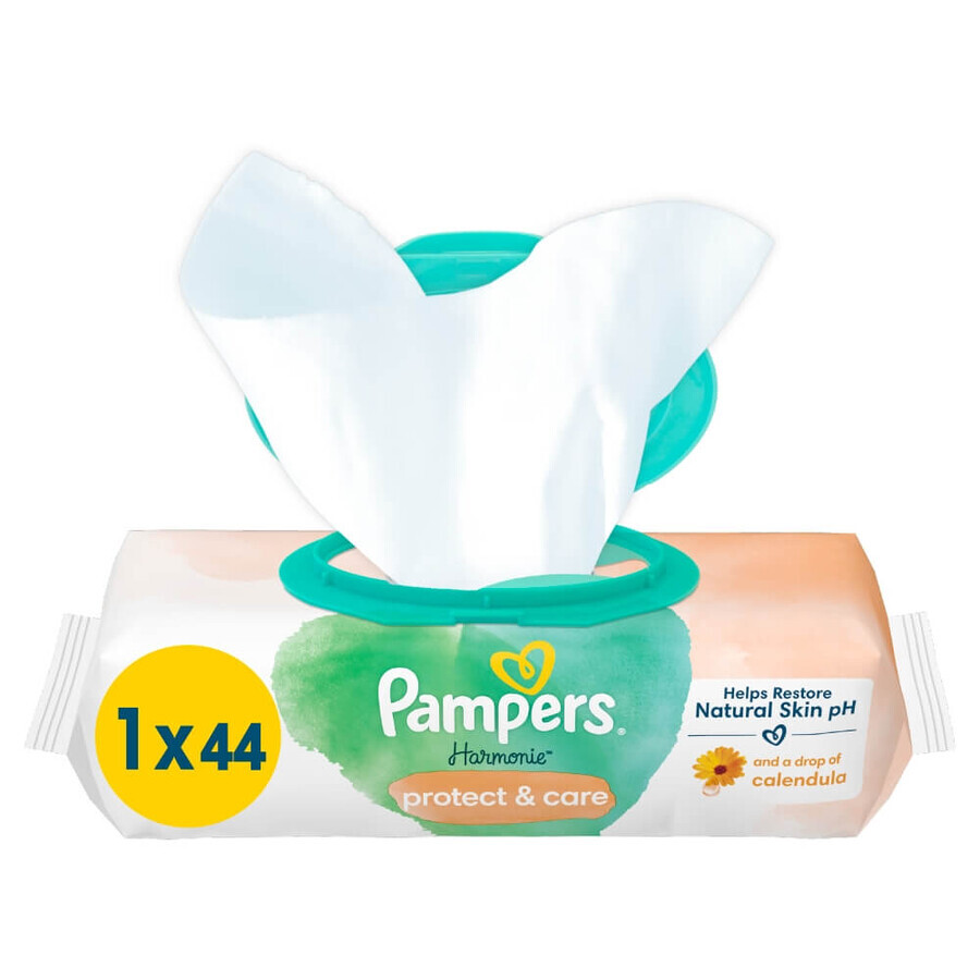 Pampers Harmonie Protect & Care, toallitas húmedas, 44 unidades