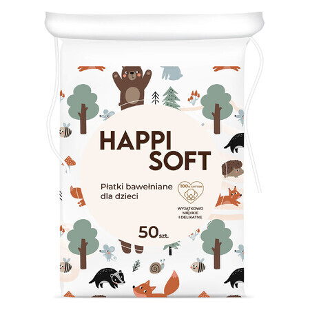 Happi Soft, cotons pour bébés, carrés, 50 pièces