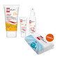 Set Emolium Suncare SPF 50+, cr&#232;me solaire 50 ml + spray solaire 100 ml + lotion hydratante 150 ml + serviette de bain gratuite