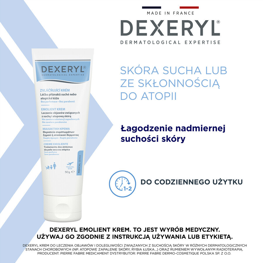 Dexeryl Emollient Creme für trockene Haut, 50 g