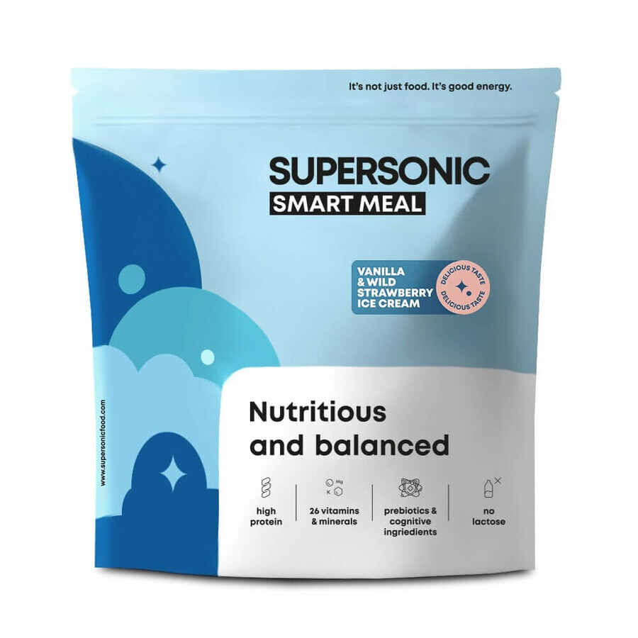 Supersonic Wholesome Smart Meal, Vanilleeis-Geschmack mit Walderdbeeren, 1,3 kg + Shaker, 700 ml gratis