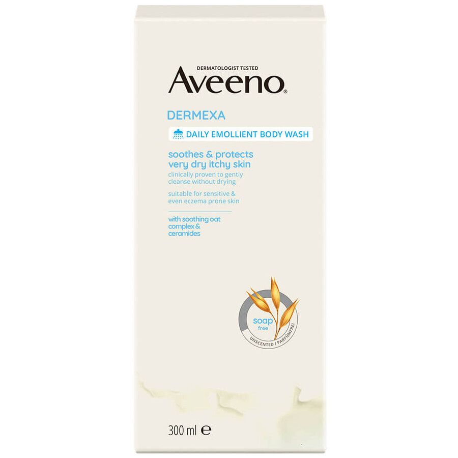 Aveeno Dermexa emollient body wash gel for itchy skin, 300 ml