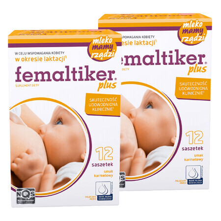 Femaltiker Plus pack, saveur caramel, 2 x 12 sachets