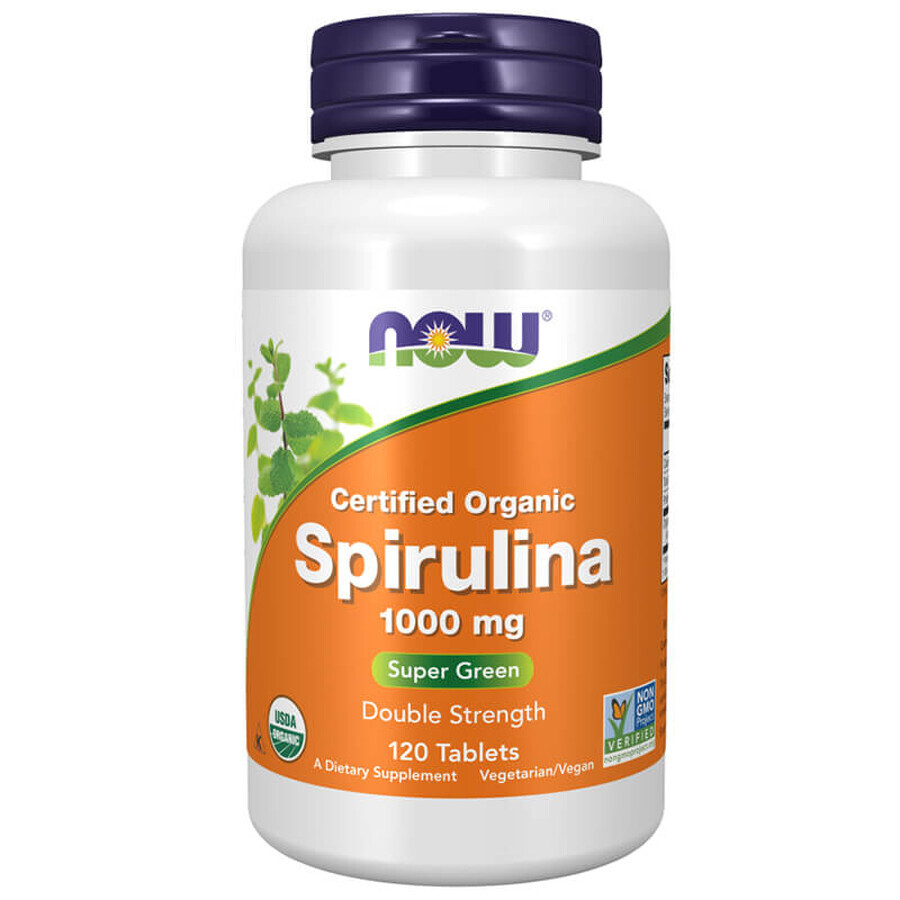 Now Foods Spirulina 1000 mg, 120 comprimés végétaliens