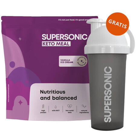 Supersonic Keto Meal, aromă de înghețată de vanilie, 800 g + shaker, 700 ml gratuit