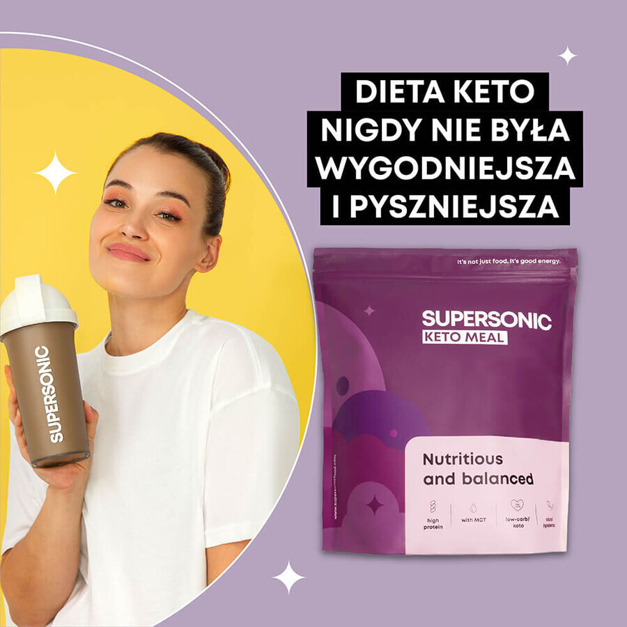 Supersonic Keto Meal, aromă de înghețată de vanilie, 800 g + shaker, 700 ml gratuit