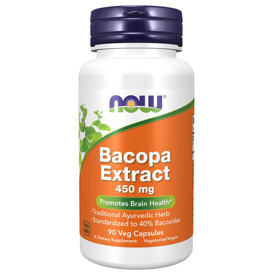 Now Foods Bacopa Extract 450 mg, bacopa, 90 gélules végétales