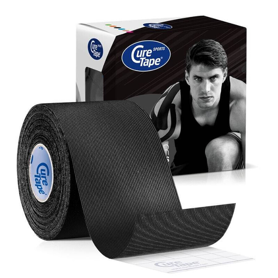 CureTape Sports, bandă kinesiologică, negru, 5 cm x 5 m, 1 buc