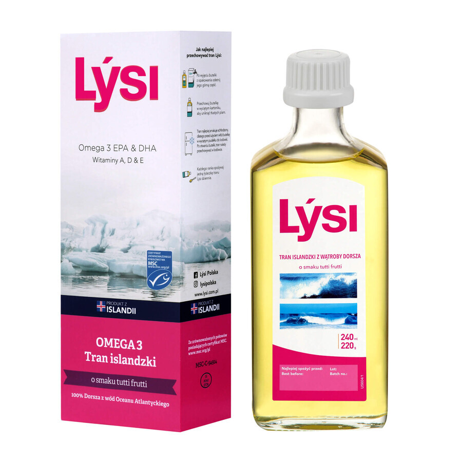 Lysi Icelandic Trance pour enfants, saveur tutti-frutti, 240 ml + couvercle gratuit