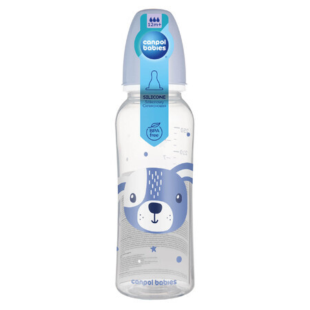 Canpol Babies, Slimline-Flasche, Niedliche Tiere, blau, ab 12 Monaten, 250 ml