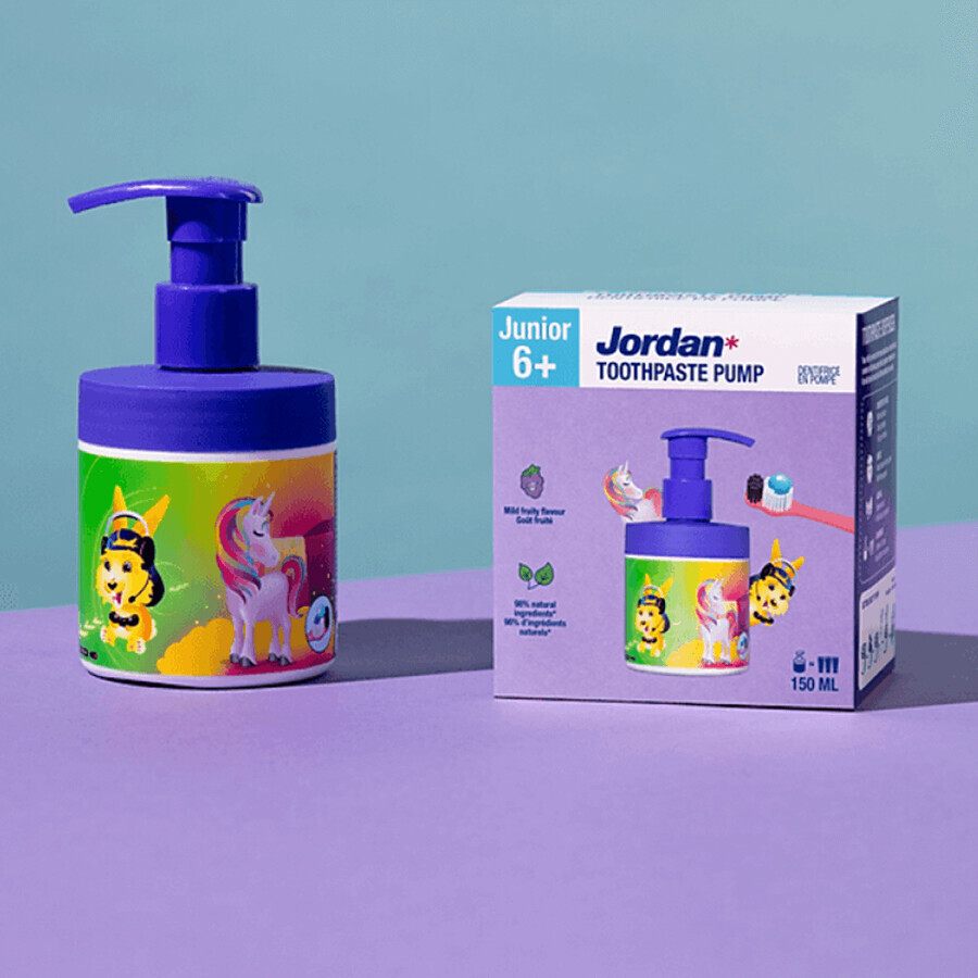 Jordan Junior, pastă cu pompă, peste 6 ani, 150 ml