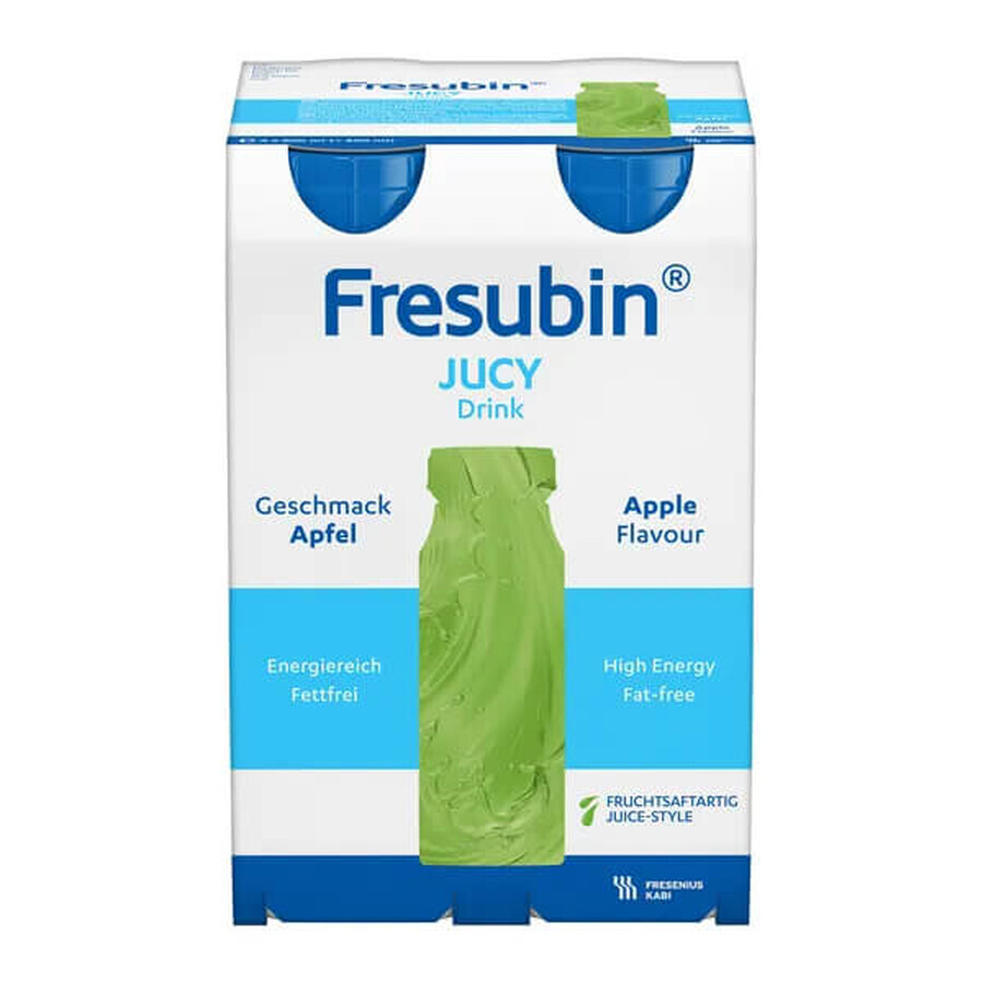 Fresubin Jucy Drink, boisson nutritionnelle, goût pomme, 4 x 200 ml