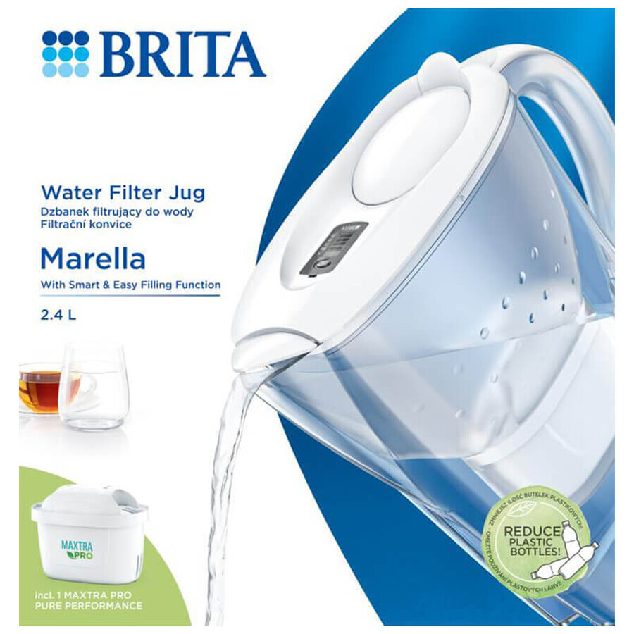 Brita Marella, carafe avec filtre 2,4 l, blanc + filtre Maxtra Pro Pure Performance, 1 pc