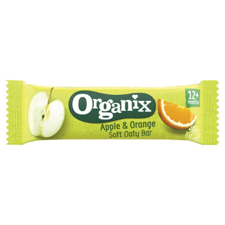 Barre d'avoine complète biologique aux pommes et aux oranges, +12 mois, 30 g, Organix