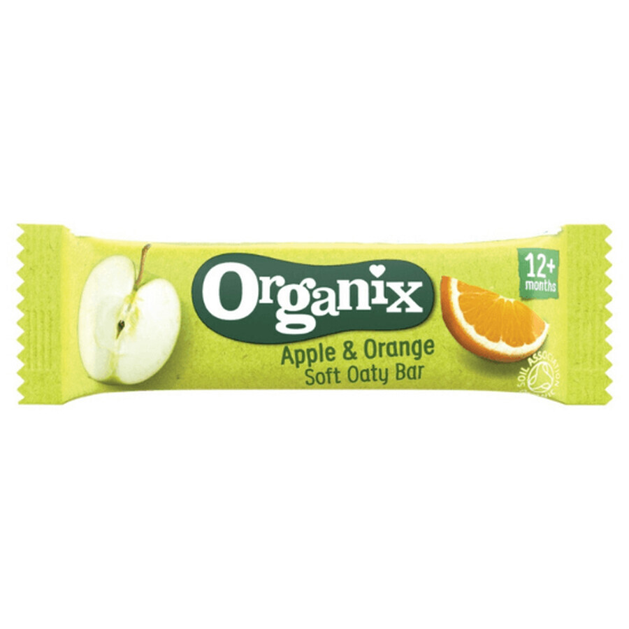 Barre d'avoine complète biologique aux pommes et aux oranges, +12 mois, 30 g, Organix