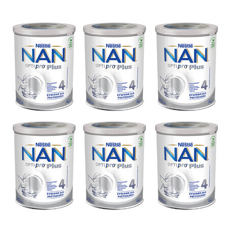 Nestlé NAN Optipro Plus 4, lait modifié pour enfants de plus de 2 ans, 6 x 800 g