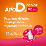 Set ApoD3 Drops, vitamina D3 400 UI pentru sugari și copii din prima zi, 2 x 10 ml