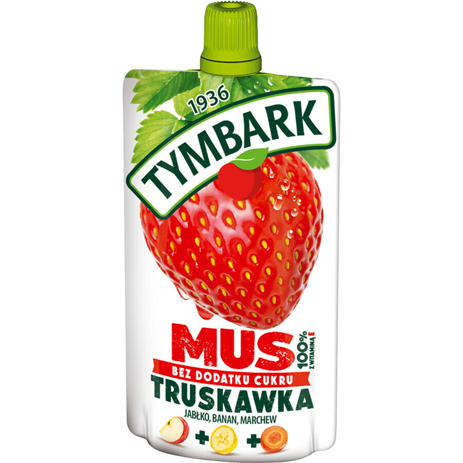 Mousse Tymbark en tubo 100%, fresas, manzanas, plátanos, zanahorias, sin azúcar añadido, 120 g