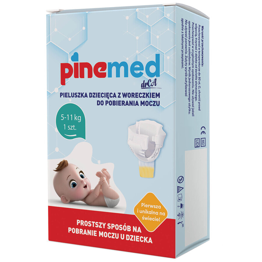 Pinemed, couche avec sac collecteur d'urine, pour bébés, 5-11 kg